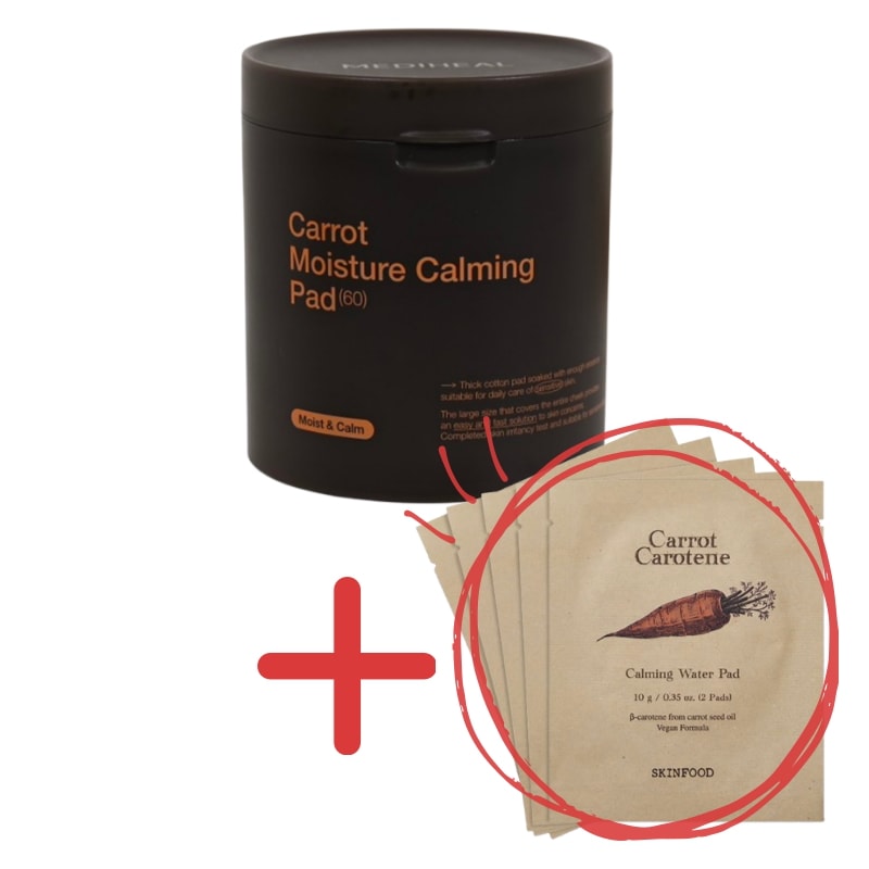 【NEW セット】 キャロット水分鎮静パッド 60枚 + スキンフード キャロットカーミングウォーターパッド 携帯用 10枚 / オマケ付き / トナーパッド / 拭き取りパッド / 保湿 / 敏感肌