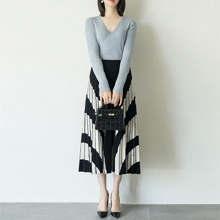 プリーツスカート ニット バイカラー スカート フリー 春 秋 レーディス ウェストゴム ロング マキシ きれいめ 同窓会 大人 きれいめ お出かけ おしゃれ パーティー 女の子 ファッション BQ