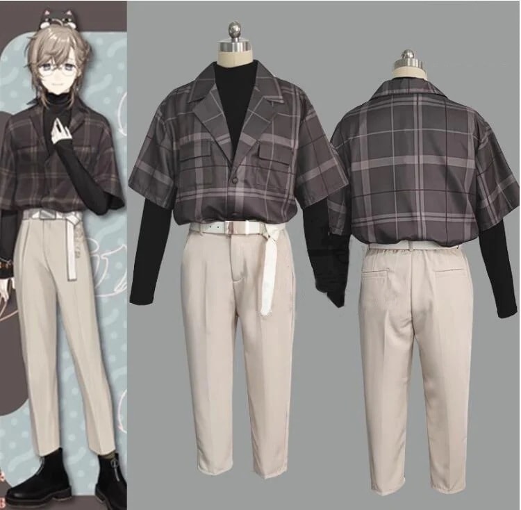 パーティーイベント用品コスチューム一式シャツ チェック柄 日常服 私服 衣装 仮装 文化祭 コスチューム クリスマス ハロウイン VTuber 衣装 コスプレ 叶 バーチャルYouTuber スー