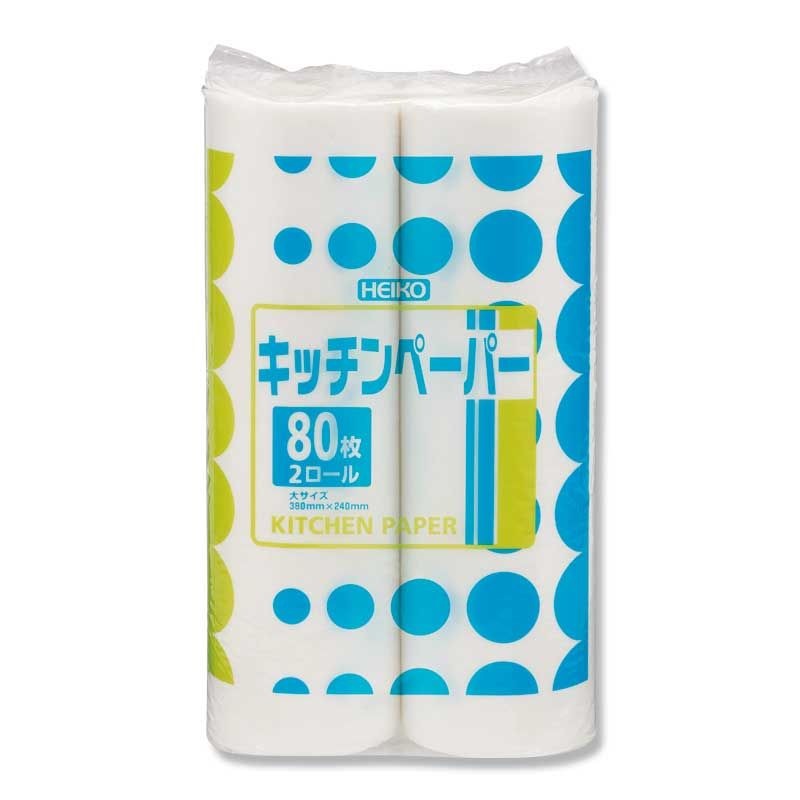 （まとめ買い）シモジマ HEIKO キッチンペーパー 大 1袋（80枚x2ロール） 380x240mm 004711003 [x3セット]