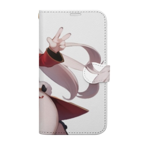 【文字入れ可能受注生産】白うさぎの女の子　ジェニファー　チャイナドレス 手帳型スマホケース