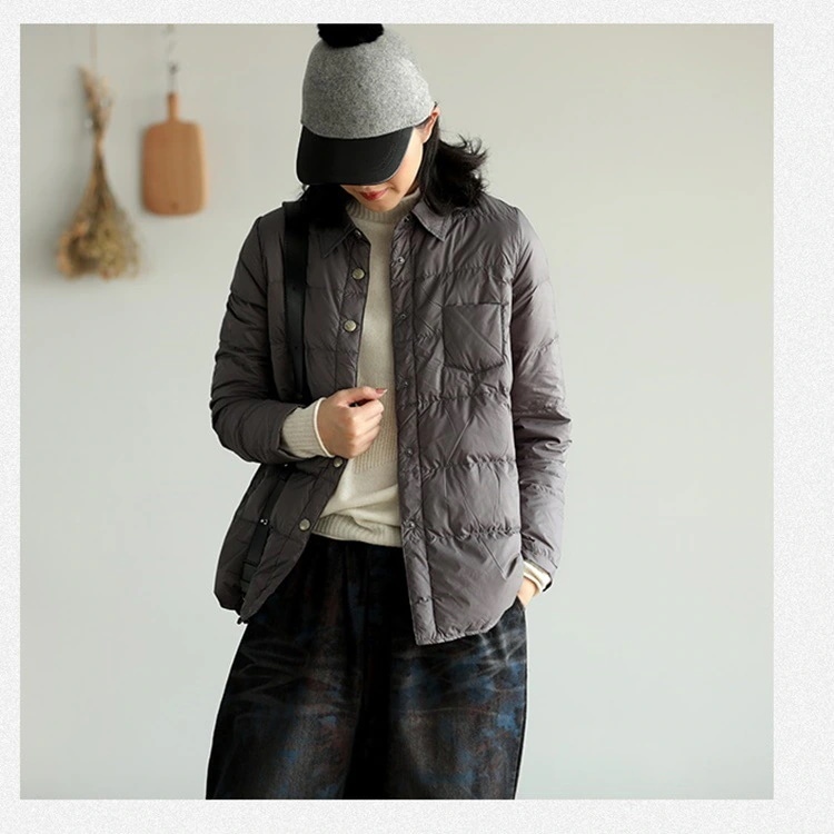 大人の魅力ダウンジャケットレディース軽量シャツダウンコートアウター冬暖かい防寒服