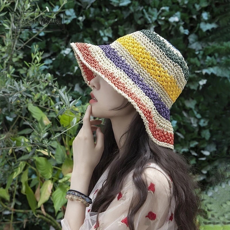 紫外線対策 UVカット帽子 韓国おしゃれ カラー サンバイザー 麦わら帽子 レディース 夏 ビーチハット サンキャップ