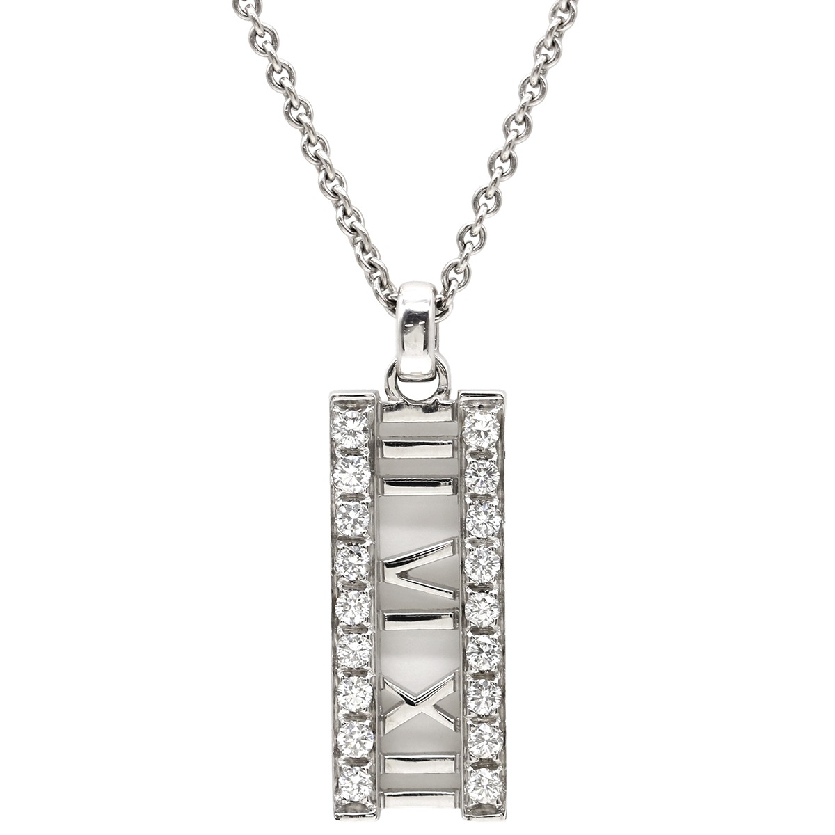 ティファニー Tiffany & Co ネックレス ピアスド アトラスバー K18WG ダイヤモンド ホワイトゴールド ダイヤモンド 750 Ag750 ローマ数字 【中古】