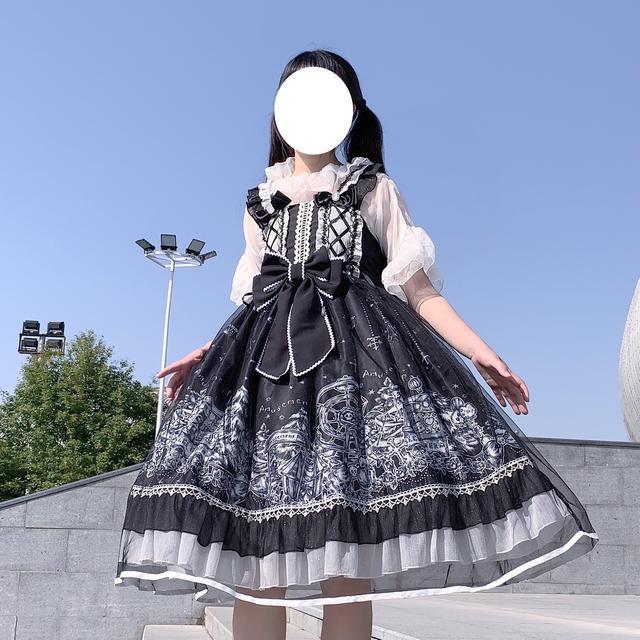 オリジナル ロリータ 遊園地 ロリータ ダーク ドレス JSK サロペットワンピース 2026新作