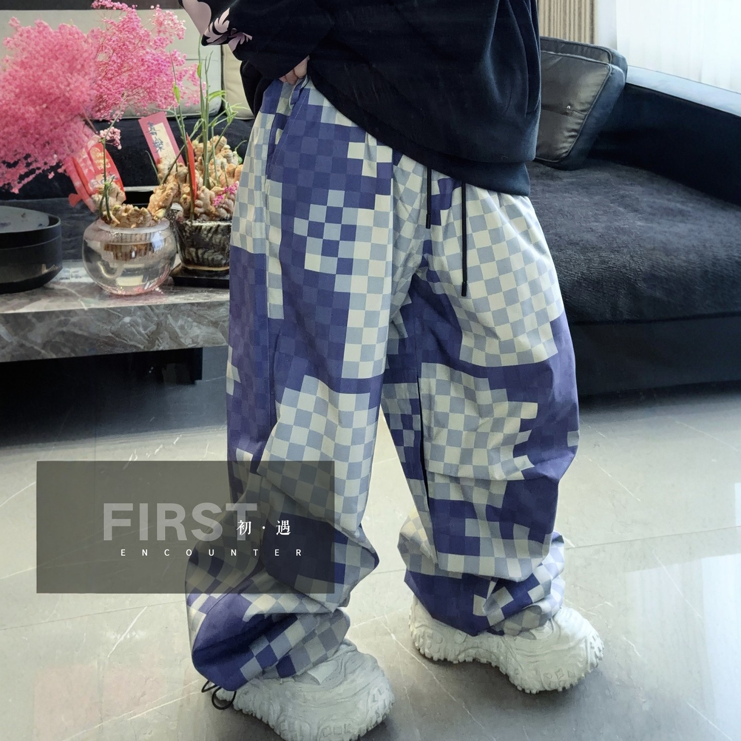 スノパンツ 2026 白 パープル パッチワーク チェック柄 パンツ レディース メンズ スノーボードウェア 防水15000mm スキーウェア スノボウェア ロングパンツ