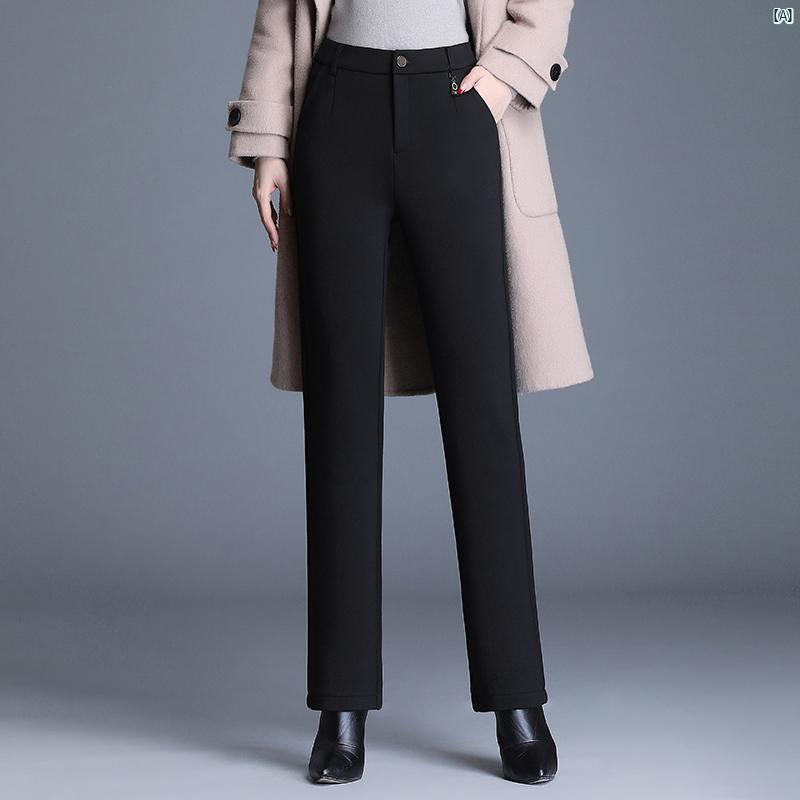 レディース ストレート レッグ パンツ 冬用 ベルベット ワークウェア スーツ スリム ハイウエスト シガレットパンツ 7,403円