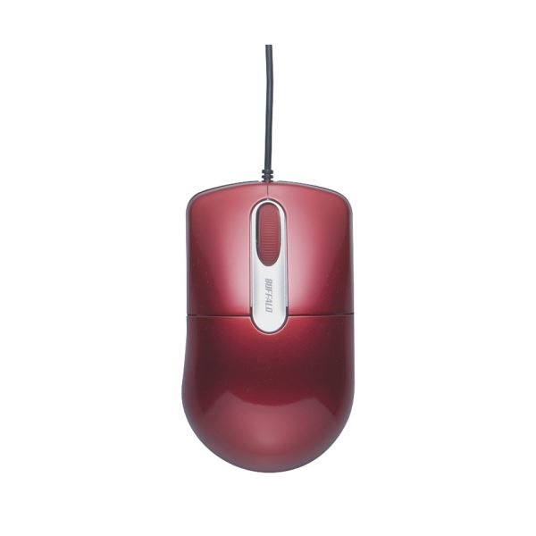 （まとめ） バッファロー 有線光学式マウス 静音3ボタン Mサイズ レッド BSMOU27SMRD 1個 10セット