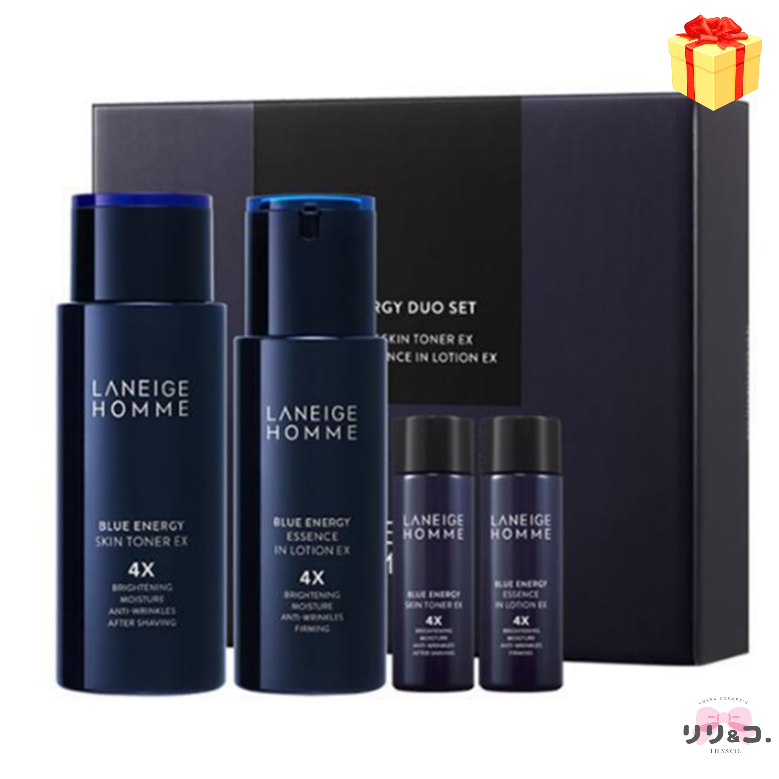 [韓国メンズコスメ] HOMME ブルーエナジー 2種セット+ミニサイズ2種付き男性用化粧品 トナー ローション メンズ プレゼント おすすめ 敏感肌 保湿ケア 乾燥 大人男子ケア 韓国コスメ
