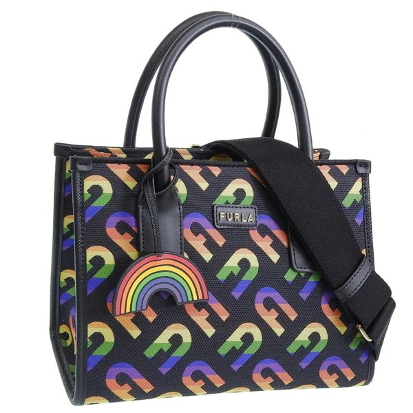 フルラ バッグ レディース 2WAY ショルダーバッグ アウトレット キャンバス ブラックマルチ AFRODEITE TOTE S WB00753BX2009MT000 FURLA