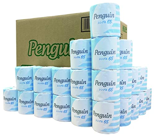 【ケース販売】丸富製紙 ペンギン トイレットロール 個包装 65m 1Rシングル 60 個入り