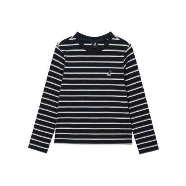 長袖Tシャツ CQK KRFW-LT35420NV ウーマンズ ストライプ 長袖 Tシャツ 3542 ネイビー