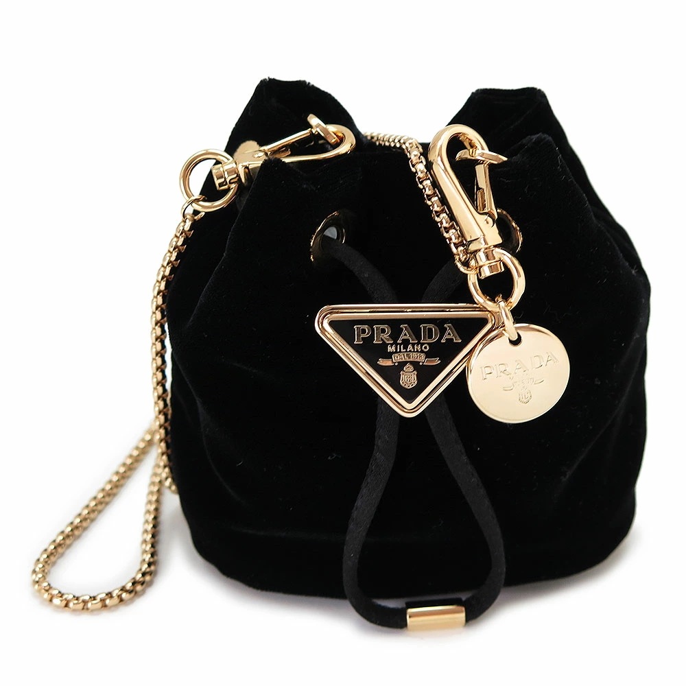 ポーチ レディース ベルベット ミニポーチ ミニバッグ 巾着バッグ ショルダーバッグ トライアングルロゴ ブラック 黒 1NR016 2C7P F0002