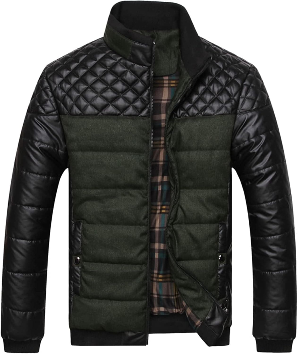 メンズ 中綿ジャケット 裏起毛 スタンドカラー フィット シンプル カジュアル 冬用 アウター ショート丈 パッチワーク ライダース アウトドア 普段着 ビジネス ハイキング アウター