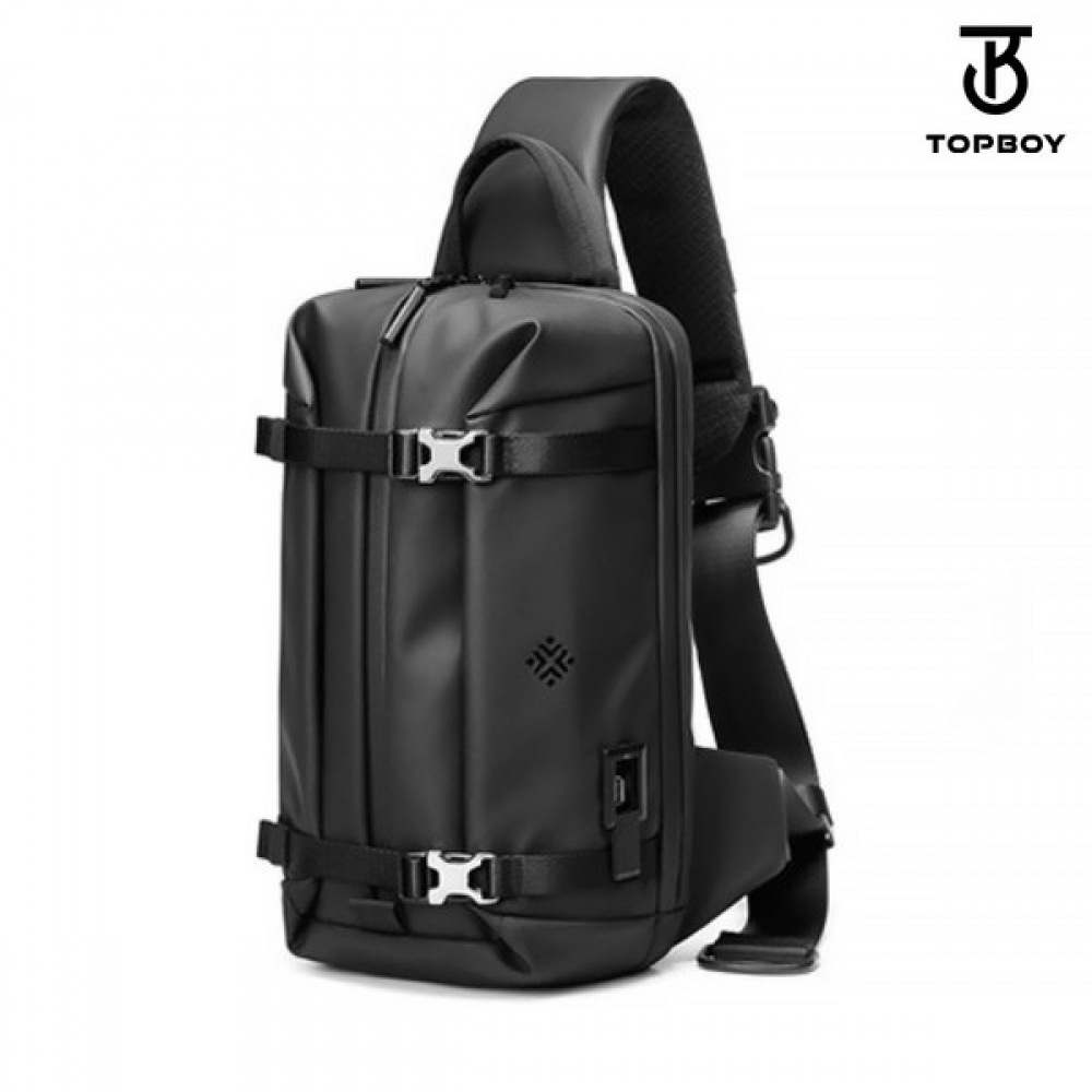 （TOPBOY）ダブルストラップシンプルロゴスリングクロスボディバッグ（BG359）