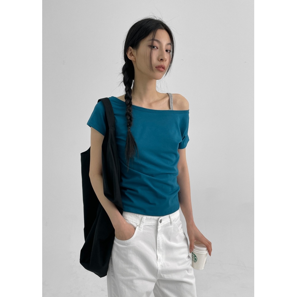 ブラックアップ [MADE] チーキーオフショルダー半袖Tシャツ