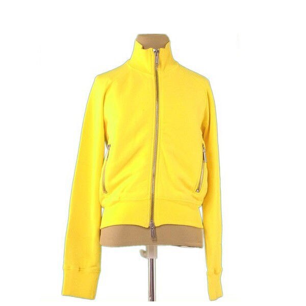 スウェット 長袖 シングルZIP Sサイズ イエロー シルバー 中古