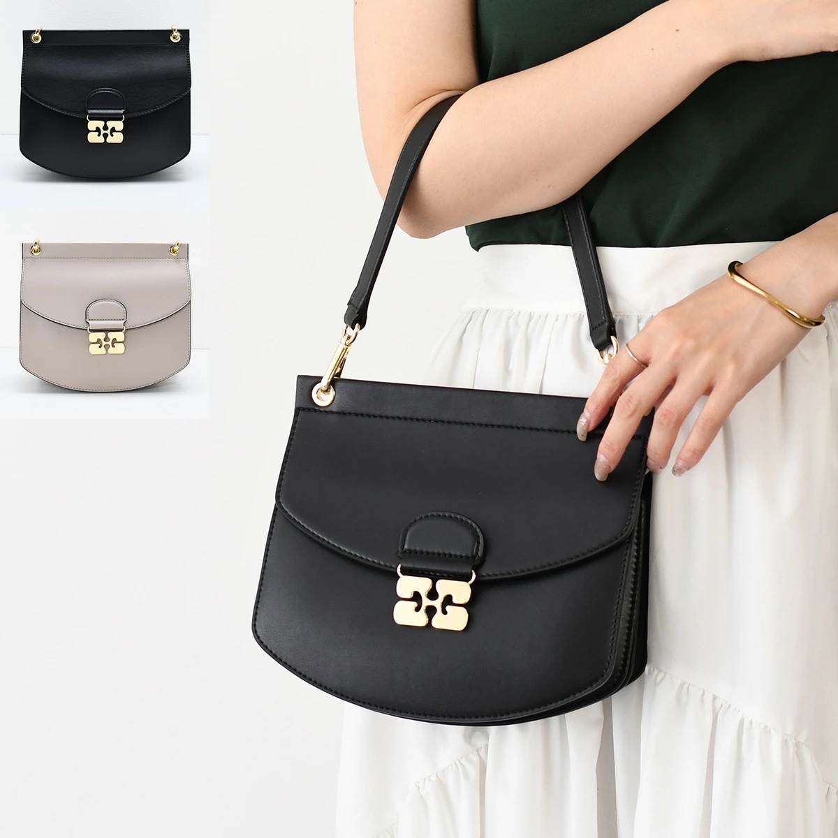バッグ ショルダーバッグ APO-G BAG SMALL A6449 A6460 レディース ブラック ベージュ レザー クラッチバッグ