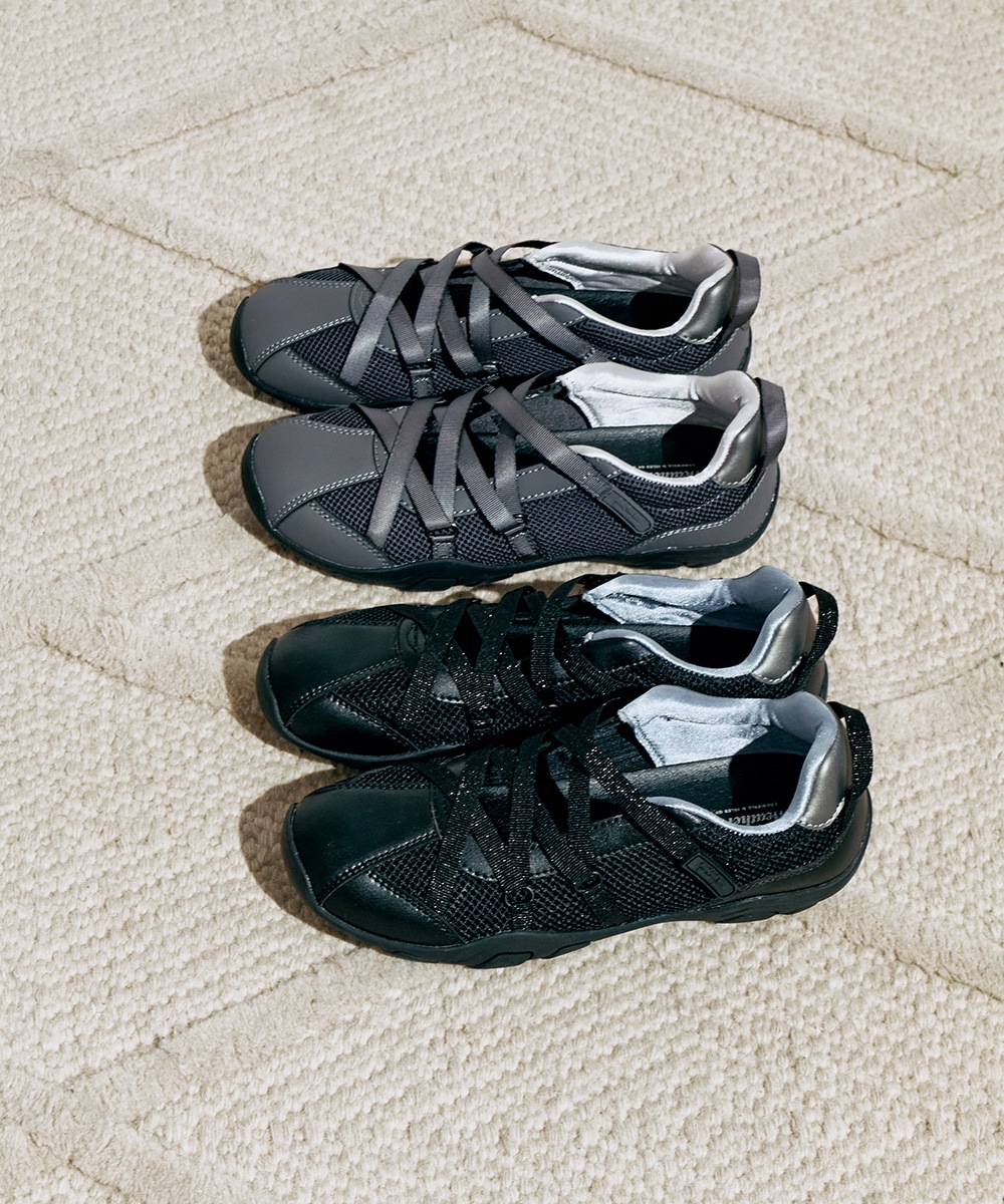 韓国限定 韓国人気トレンド ファッション ZANEX-STRAP スニーカーシューズ (4カラー) - Black/Charcoal/Beige/Silver