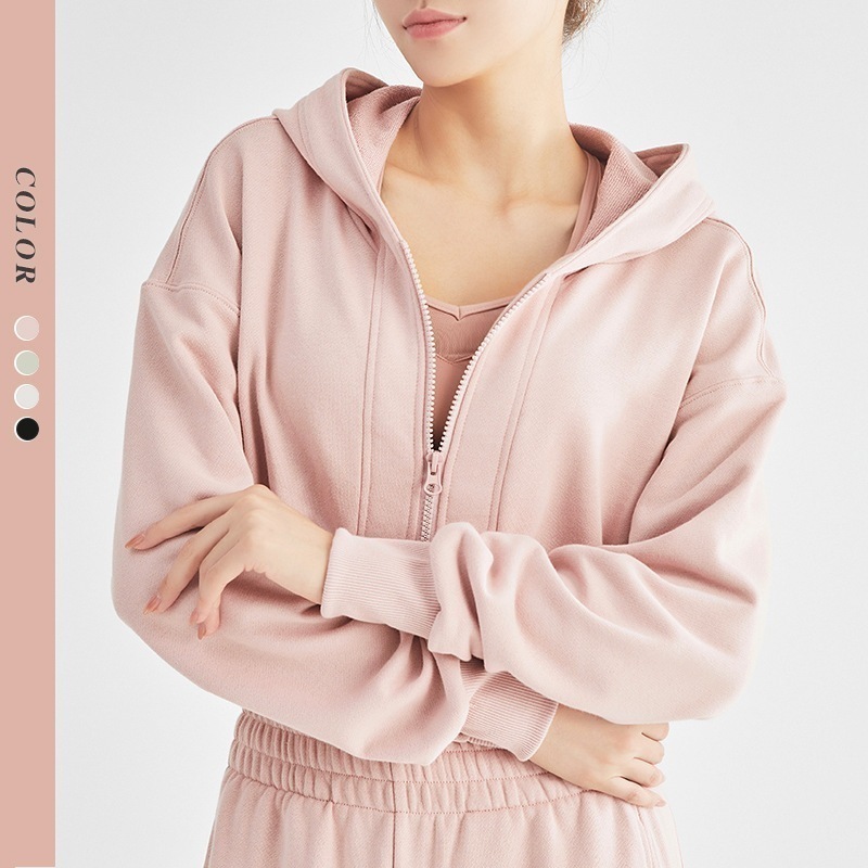 フード付きヨガウェアトップランニングスポーツショートスポーツウェアトップ長袖スポーツジャケットレディ 母の日-0009738