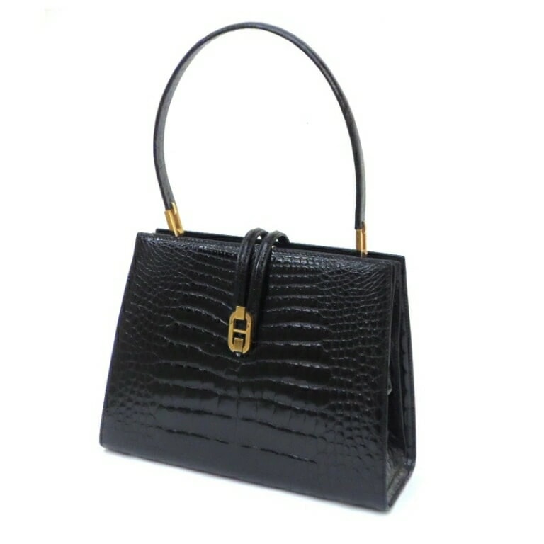 ﾓﾗﾋﾞﾄ MORABITO ﾊﾝﾄﾞﾊﾞｯｸﾞ ｸﾛｺﾀﾞｲﾙ 黒 中古(56274)