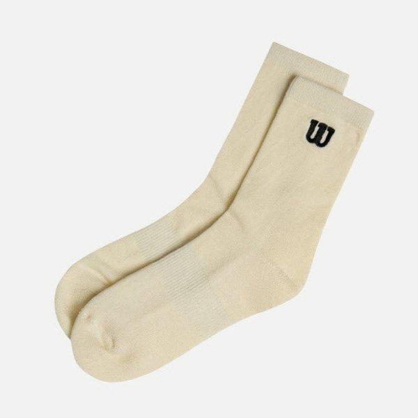 靴下 LQC W243006GSO71-WHT ユニ メリノウール クルー ソックス