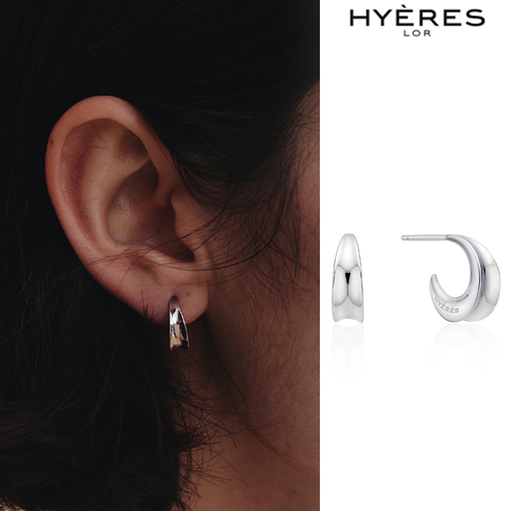 ☆人気☆【Hyeres lor】☆Silver (W) Hollow Hoop Earrings☆ HYERES LOR] H-edition Silver (W) Hollow Hoop Earrings ピアス