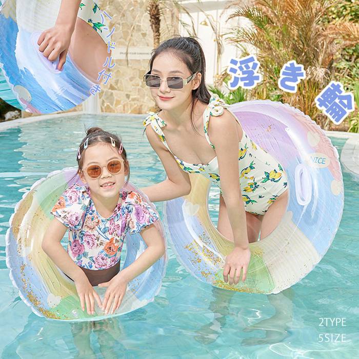 キャンペーン実施中浮き輪 フロート 大人 子供用 大きいサイズ ハンドル付き うきわ プール 海水浴 インスタ映え 60708090100cm子供から大人まで おしゃれ 女の子 可愛い 休み