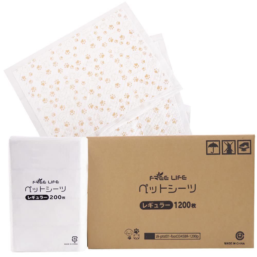 フリーリー ペットシーツ 薄型 増量 レギュラー 1200枚 柄付き