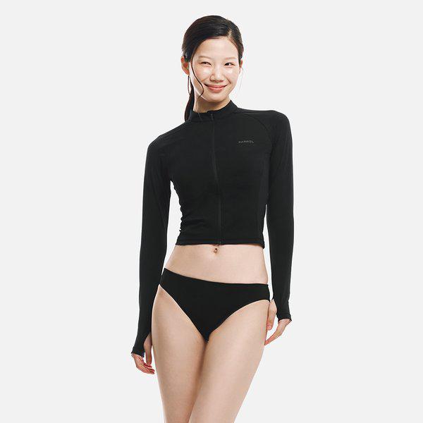 [] ウーマンエッセンシャルクロップジップアップラッシュガードブラック（B6SWWCZ001BLK）