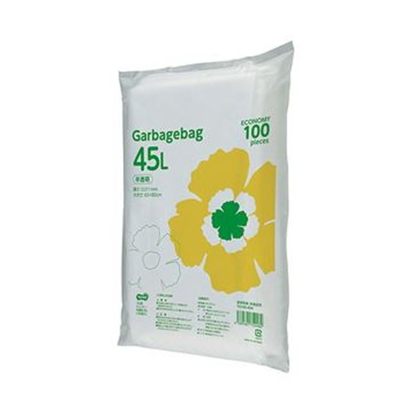（まとめ）TANOSEE ゴミ袋エコノミー 半透明 45L 1セット（1000枚：100枚10パック）3セット