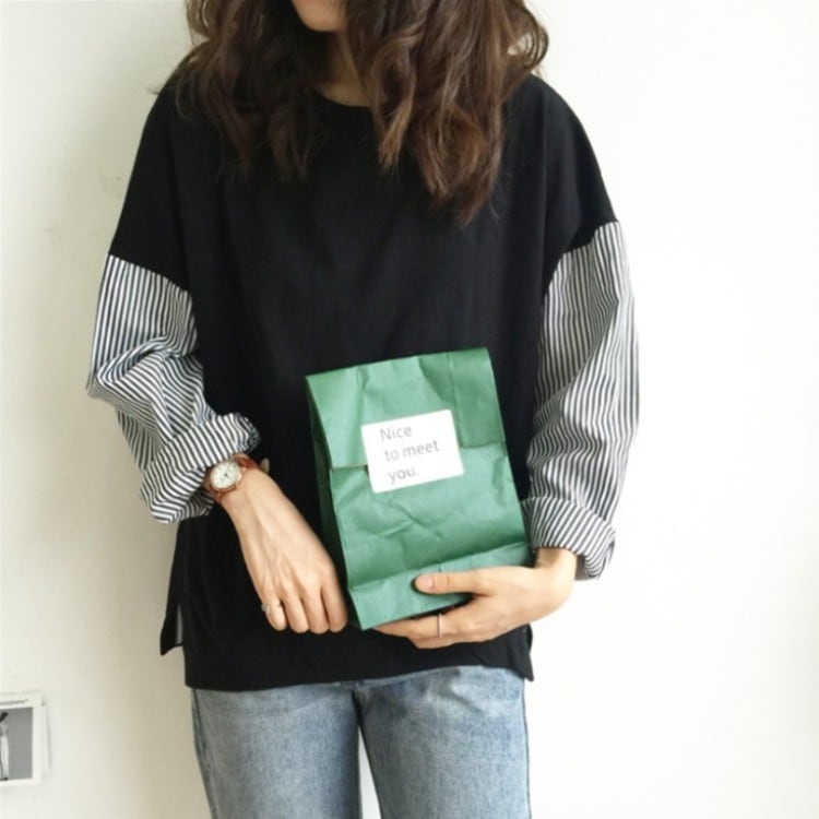 トップス シャツ プルオーバー トレーナー 袖あり 長袖 ドロップショルダー 切り替えデザイン ドッキング かわいい 大人可愛い シンプル カジュアル 大人 おしゃれ お洒落 かっこいい wto043