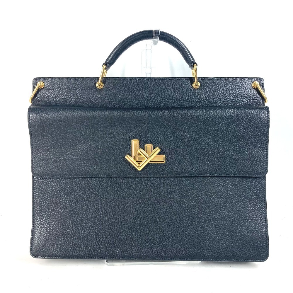 ビジネスバッグ 7VA462 ブリーフケース ダブルフェイス カバン ハンドバッグ トートバッグ セレリア FFターンロック ラップトップバッグ レザー ブラック