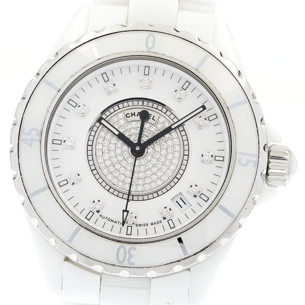 シャネル CHANEL H1759 J12 38mm 白セラミック センターダイヤ 12Pダイヤ 自動巻き メンズ _909862【中古】