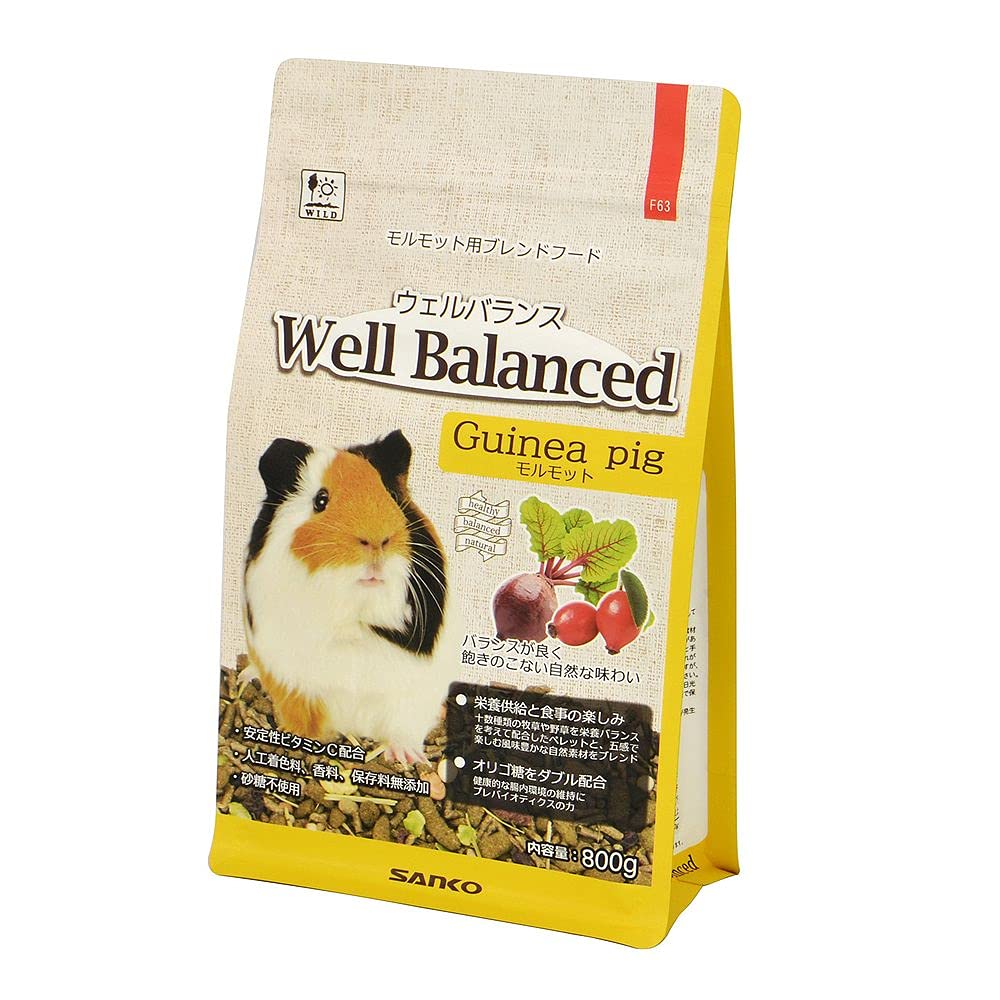 （まとめ買い）三晃商会 F63 ウェルバランス モルモットフード 800g モルモット用フード 【×6】