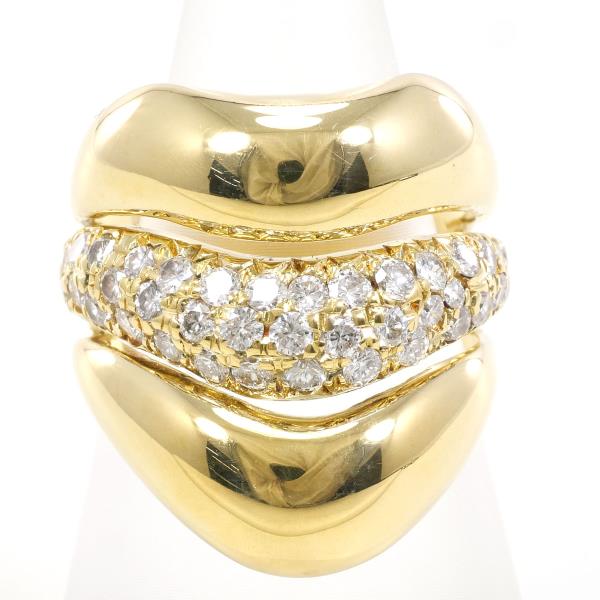 K18 18金 YG リング 指輪 11号 ダイヤ カード鑑別書 ジュエリー 中古