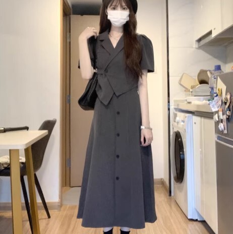 セットアップ ツーピース スーツ ロング丈 半袖 かわいい 大人可愛い きれいめ シンプル カジュアル 大人 上品 おしゃれ お洒落 かっこいい レトロ 大人女子 こなれ感 ラブリー ガーリー ルーズ