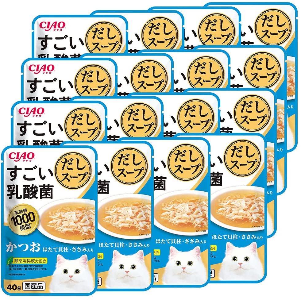 世界の CIAO すごい乳酸菌だしスープ 40g16個セット ほたて貝柱ささみ入り かつお キャットフード - flaviogimenis.com.br