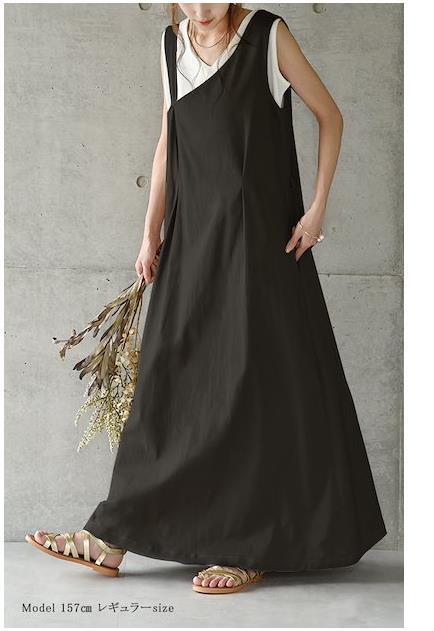 ワンピース マキシ丈 Aライン リネン かわいい 大人可愛い きれいめ シンプル 大人 おしゃれ 大人可愛い 大人女子 こなれ感 ラフ 無地 オールシーズン 20代 30代 レディース 女性用