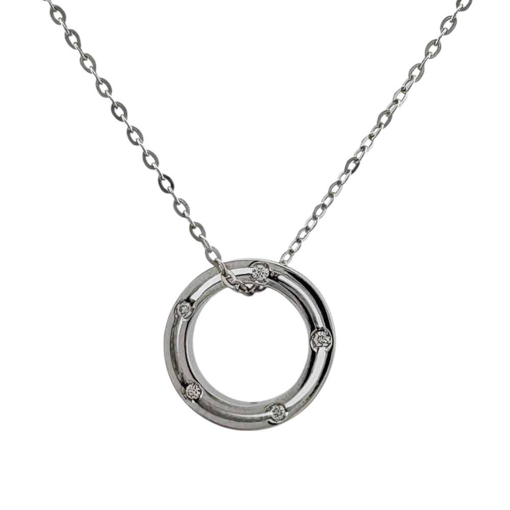 ダミアーニ Dサイド ネックレス 18金 K18ホワイトゴールド ダイヤモンド Damiani 中古 美品