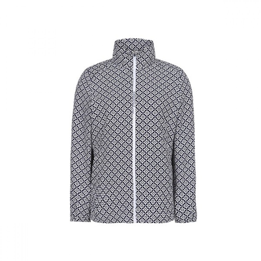 [クロコダイルレディ] ネイビージオメトリックプリントカジュアルジャンパーCLCMJP213