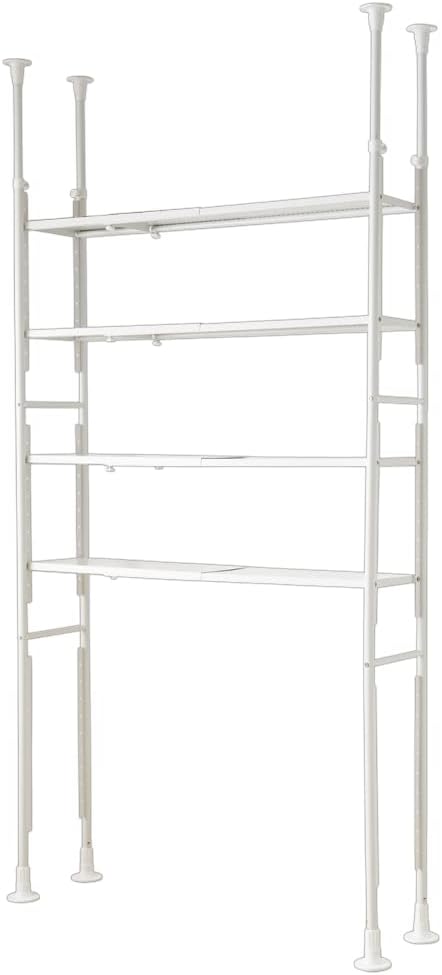 棚 ラック 伸縮 突っ張り フック×16個付き 可動棚×4 幅92~146 天井210~260対応 T耐荷重各10kg SSH-9235 ホワイト