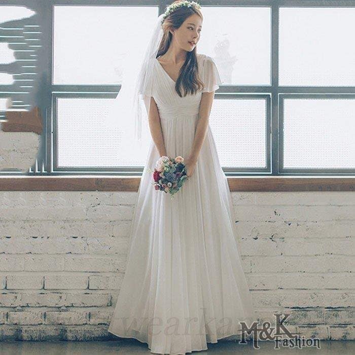 マキシワンピースウエディングドレスシフォン韓国風オシャレゆったり通勤大人上品着痩せ