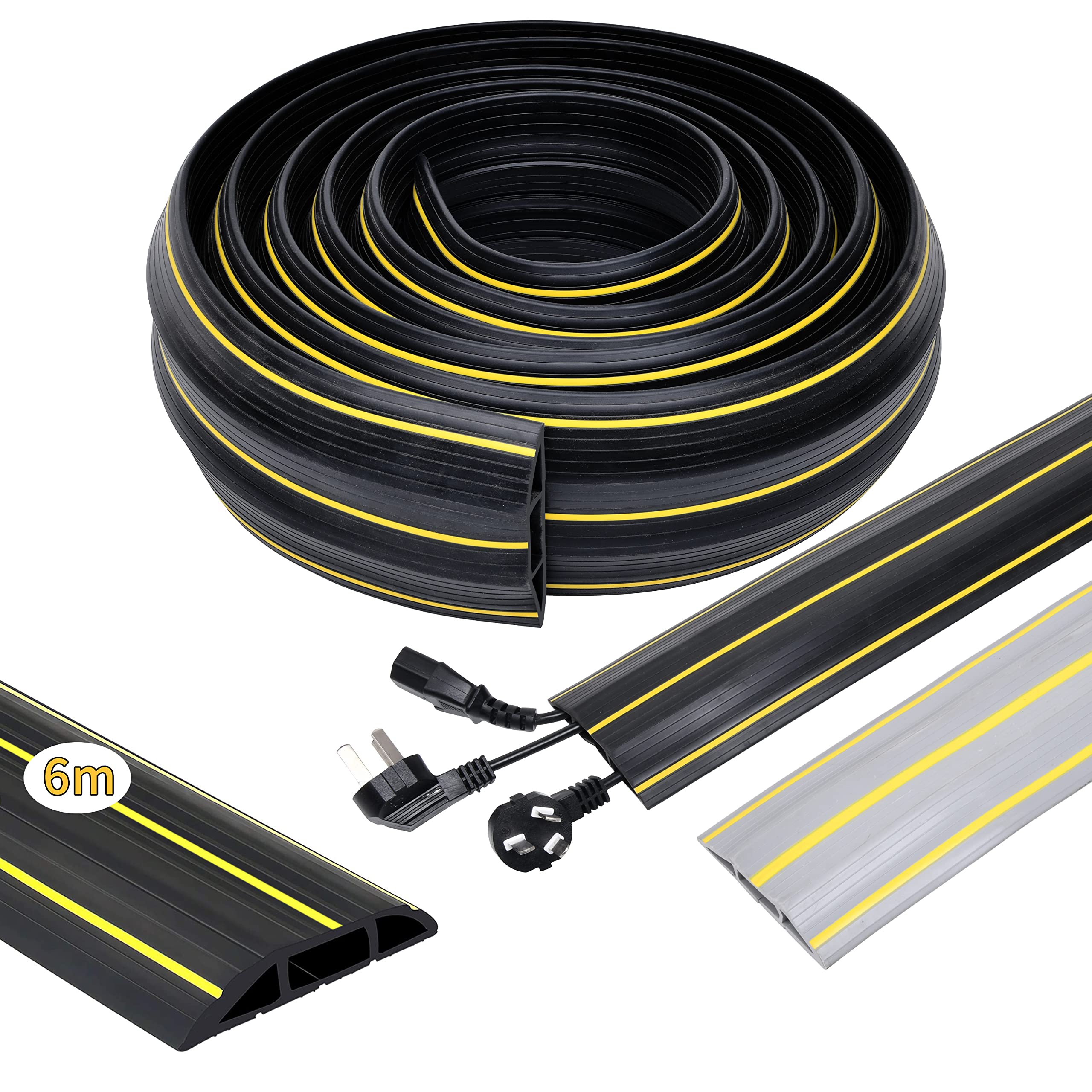 LOOBANI ケーブルプロテクター 配線カバー ケーブルカバー フロアケーブルカバー 床用配線モール 配線隠し 床のワイヤーを保護 衝撃に強い上 収納力良い 噛み防止 ソフトタイプ オフィス/家庭/