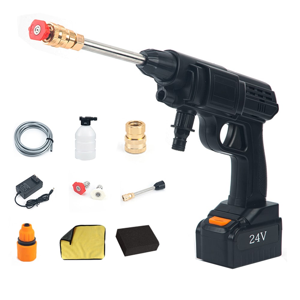 高圧洗浄機 コードレス 充電式 24v 小型 家庭用 洗車タオルスポンジ付き