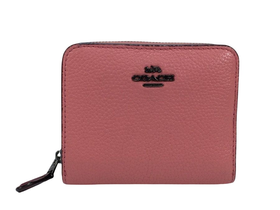 財布 二つ折り コンパクトウォレット レザー ピンク 【中古品】