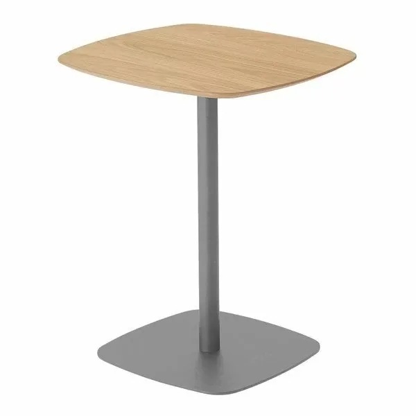 東谷 カフェテーブル W60D60H73.5 ホワイト/グレー スチール(粉体塗装) 天然木突板(オーク) ウレタン塗装 PT-993