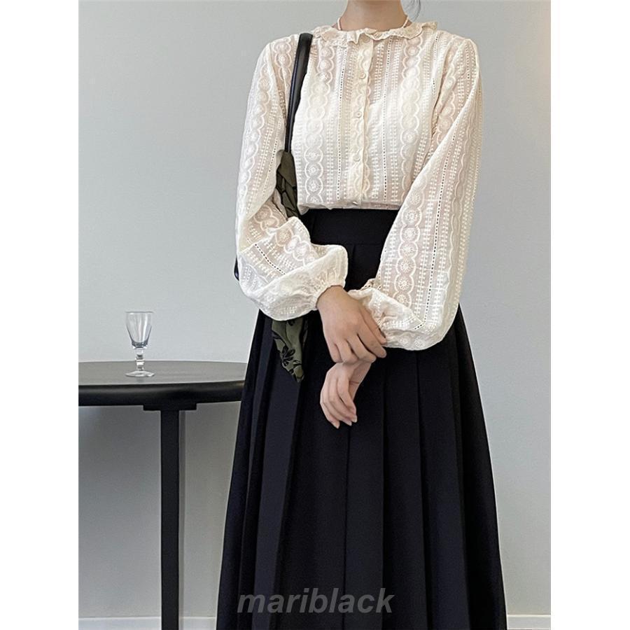 レースブラウス ブラウス 花柄 総レース シャツブラウス フォーマル トップス レディース 長袖 レースシャツ ホワイト ナチュラル 上品 通勤 オフィス 可愛い