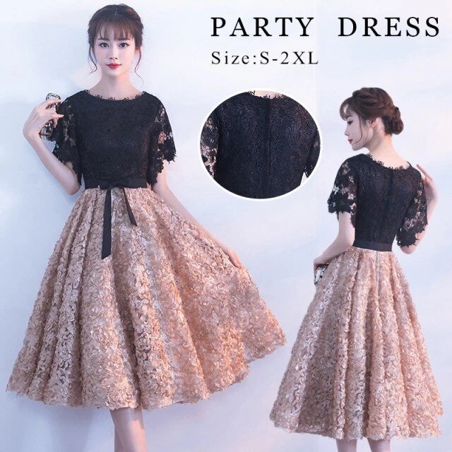 パーティードレス 結婚式 お呼ばれドレス ドレス 結婚式ドレス 膝丈 お呼ばれドレス ワンピースドレ