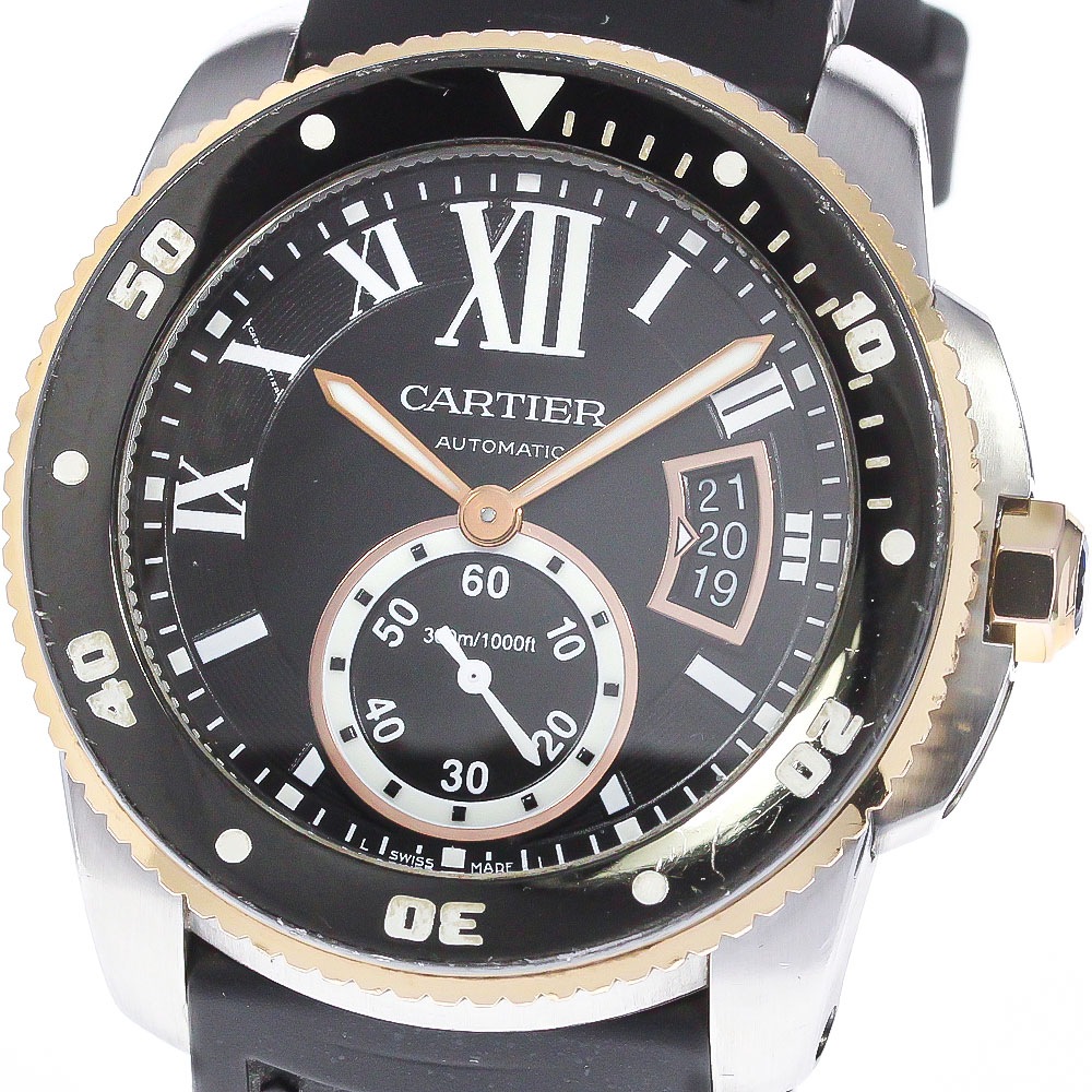 カルティエ CARTIER W7100055 カリブル ドゥ カルティエ ダイバー K18PGベゼル 自動巻き メンズ 箱・保証書付き_790264【中古】